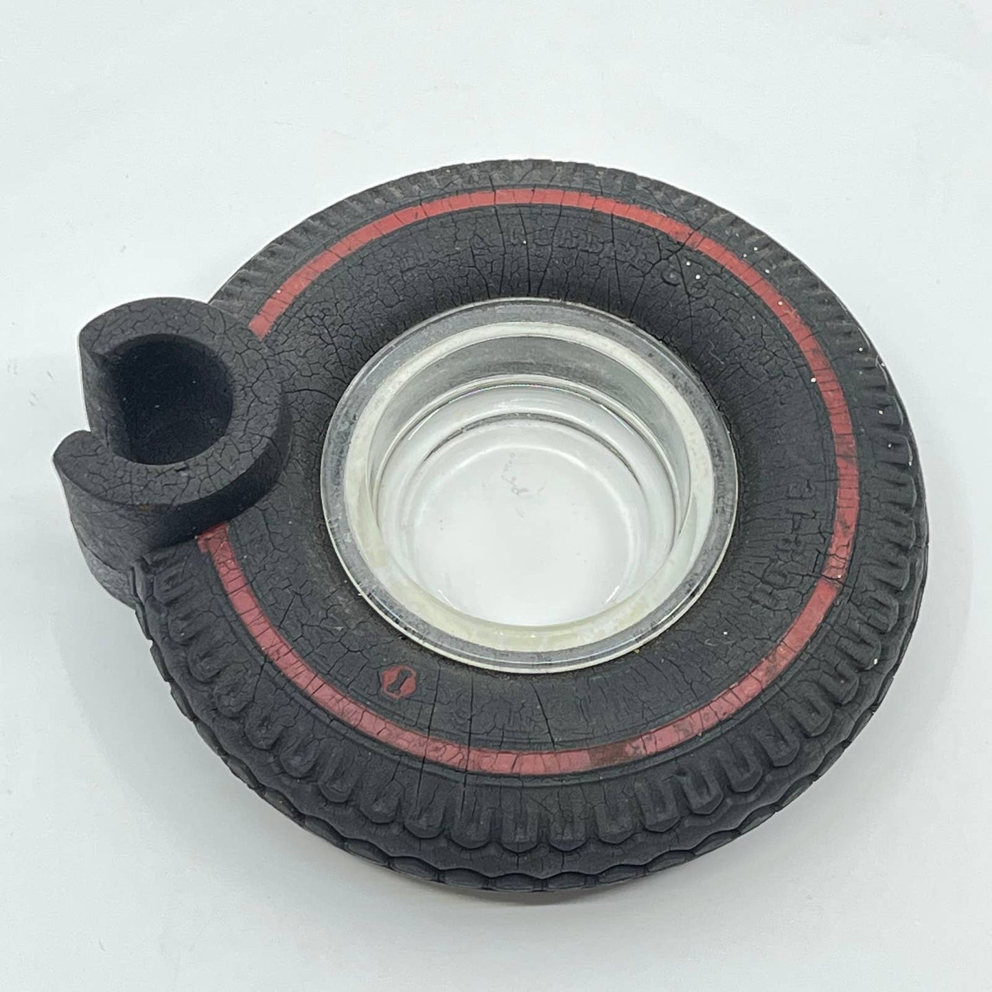 India Tire And Rubber Company Redline Glass Advertising Ashtray TE3