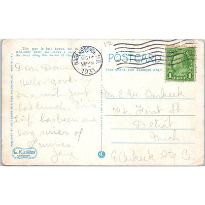 Forest Park Sideling Hill Mtn Cumberland Hagerstown MD 1931 - Postcard P3-4