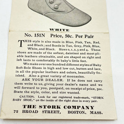 1920s Advertisement Leaflet The Stork Company Stork Baby Shoe Boston MA SC5