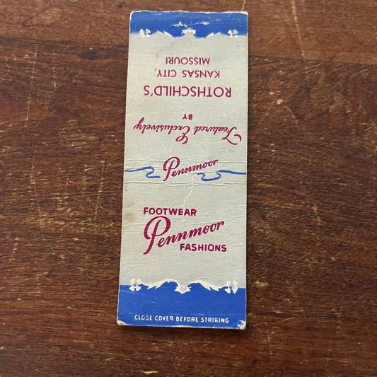 Pennmoor Footwear Rothschild's Kansas City MO Advertising Matchbook Cover SB3-M5