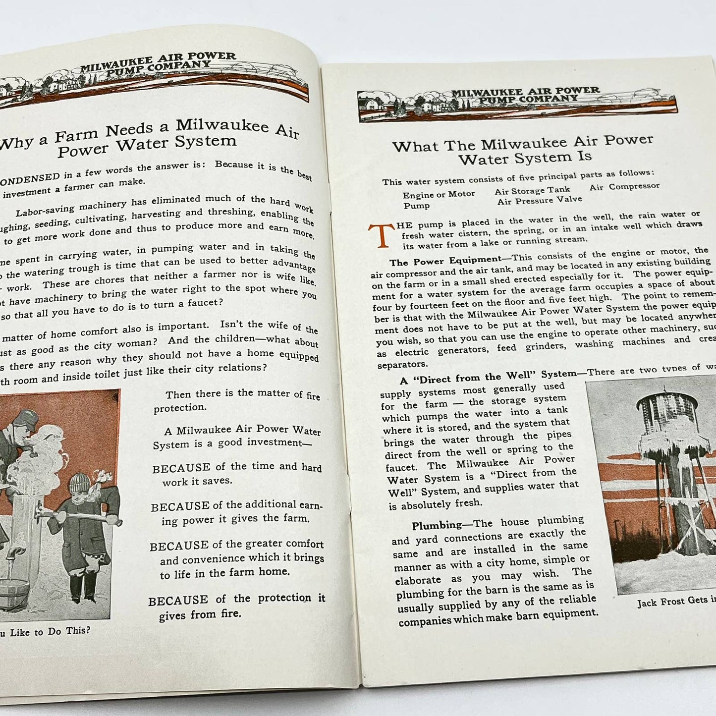 c1910 Private Water Systems Booklet Milwaukee Air Power Pump Co. WI TF7