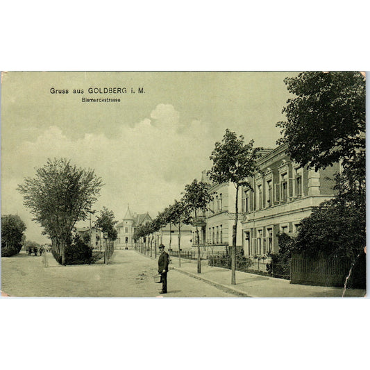 Greetings from GOLDBERG I. M. Bismarckstrasse Original Postcard P3-3
