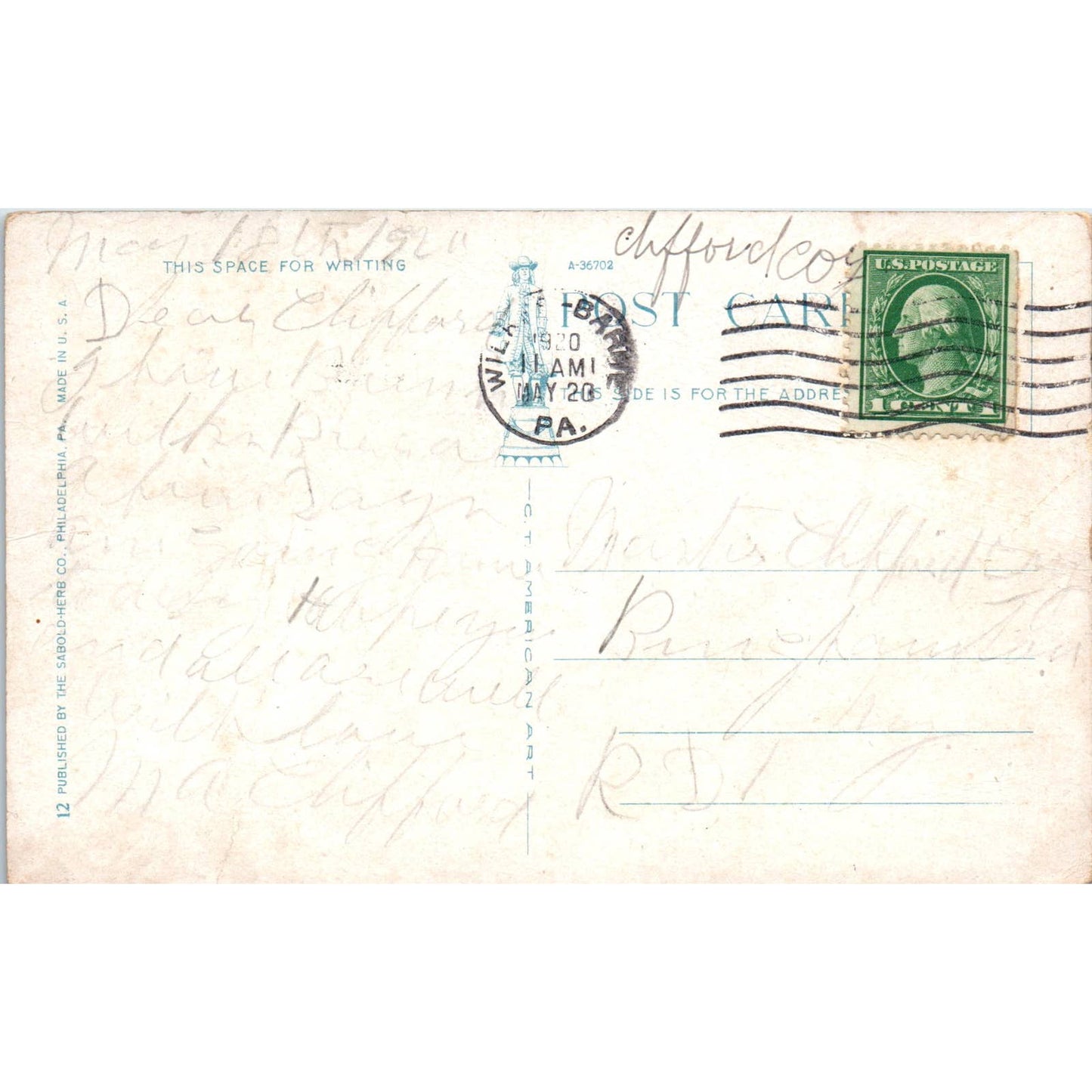 1920 Postcard Public Square Park Wilkes-Barre PA TD9-P1