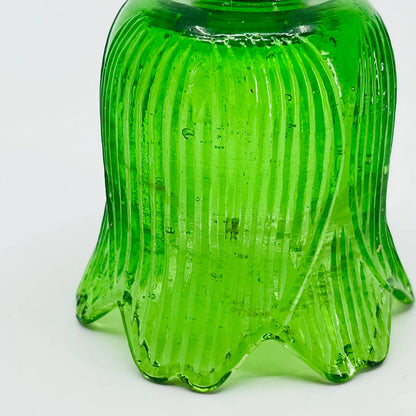 Vintage Green Flower Art Nouveau Glass Peg Votive Candle Holder SA4