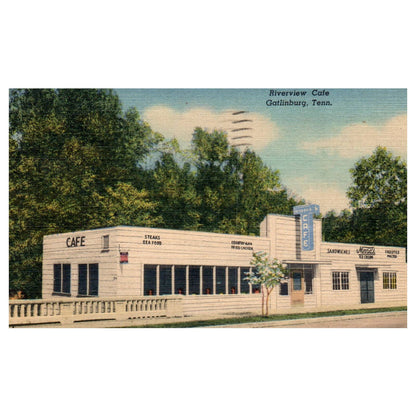 Riverview Cafe Gatlinburg Tennessee Wilton W. Stewart 1951 - Postcard TJ8-2