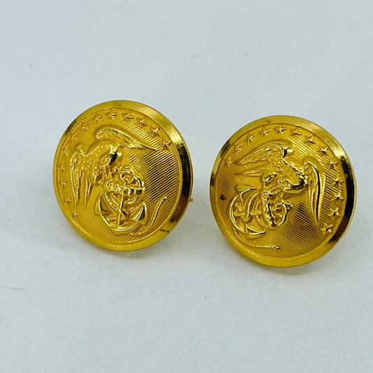 Anodized Gold Marine Uniform Small Button Waterbury Screw Back LOT OF 2 SB5-4