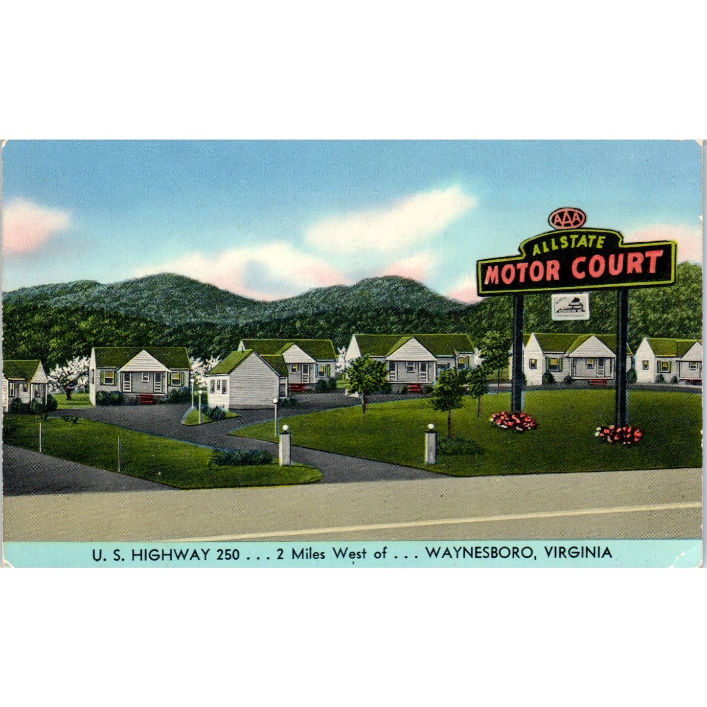 Allstate Motor Court Waynesboro VA Carle A. Coiner - Original Postcard TJ7-RP3
