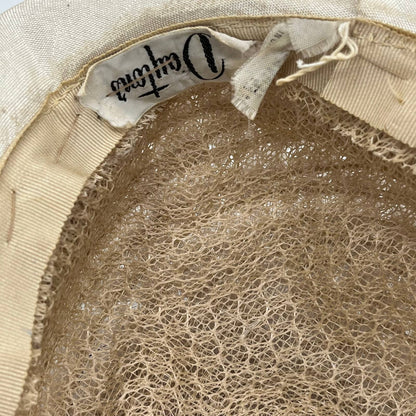Vintage Beige/Cream Tulle Hat Daytons Flowers and Velvet Trim HB1