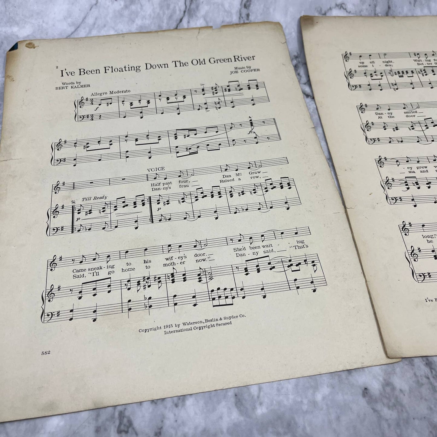 I've Been Floating Down the Old Green River Joe Cooper 1915 Sheet Music TK2-SM3