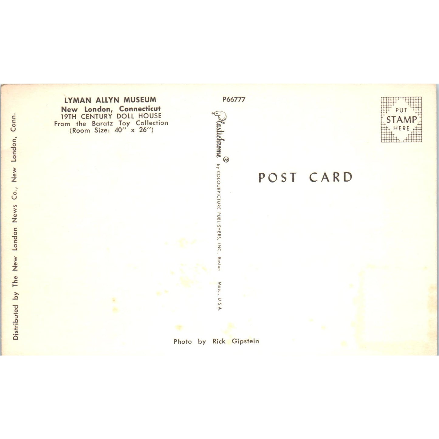 Lyman Allyn Museum 19th Century Doll House New London CT Original Postcard PB7