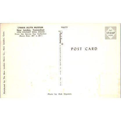 Lyman Allyn Museum 19th Century Doll House New London CT Original Postcard PB7