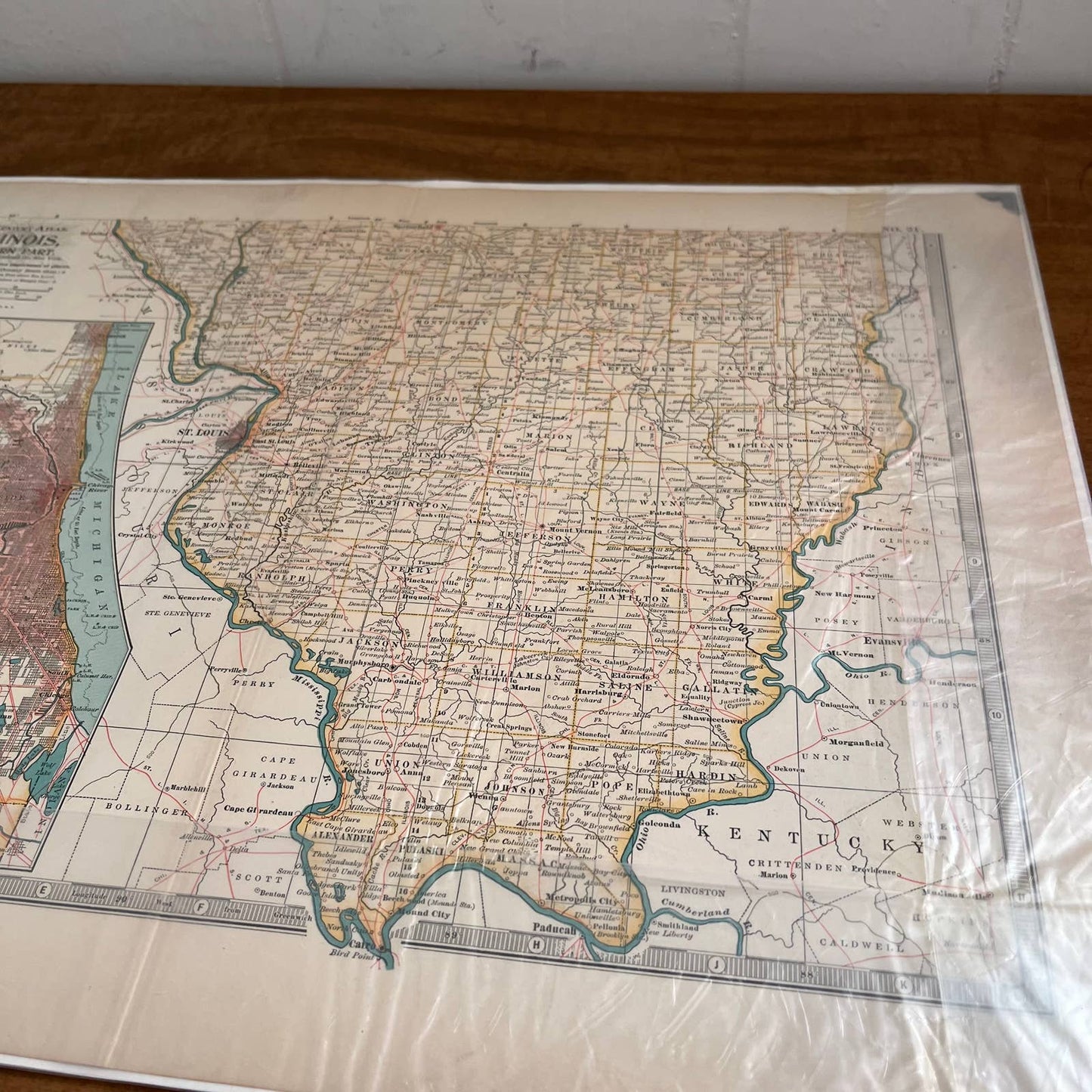 Antique 1897 The Century Atlas Map of Illinois Set of 2 Engraved 12.5x17 FL5