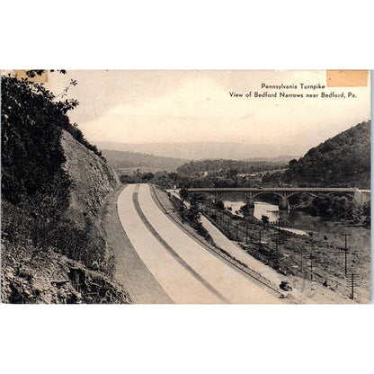 Vintage Postcard Pennsylvania Turnpike View of Bedford Narrows Near Bedford TI1-1
