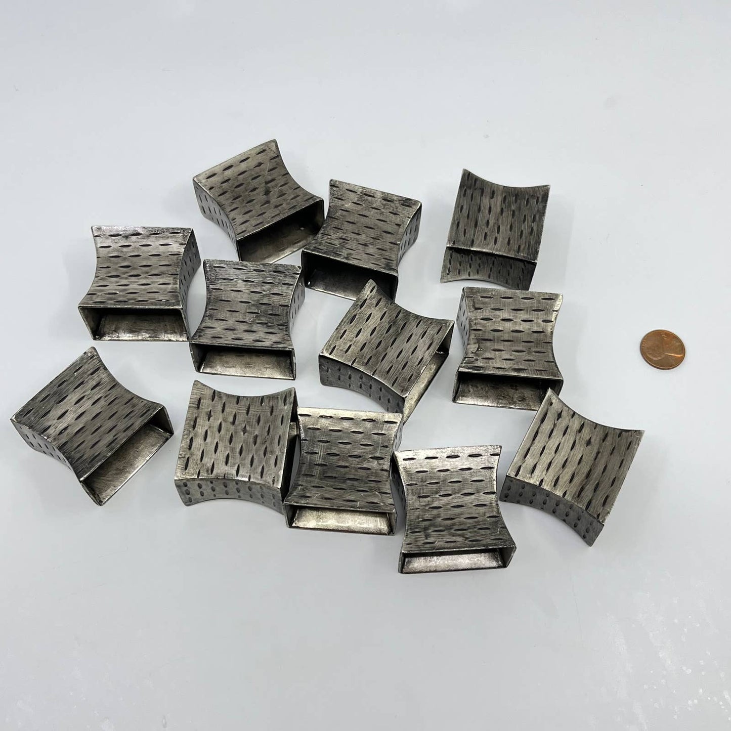 Vintage Set of 12 Metal Angular Napkin Rings Holders TF3