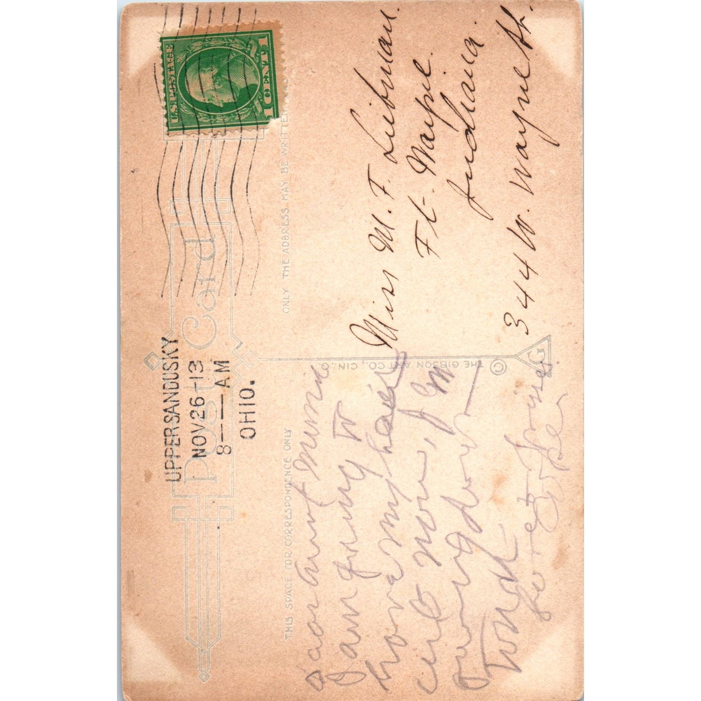 Thanksgiving Girl Sitting on Giant Pumpkin 1913 Original Postcard P1-14