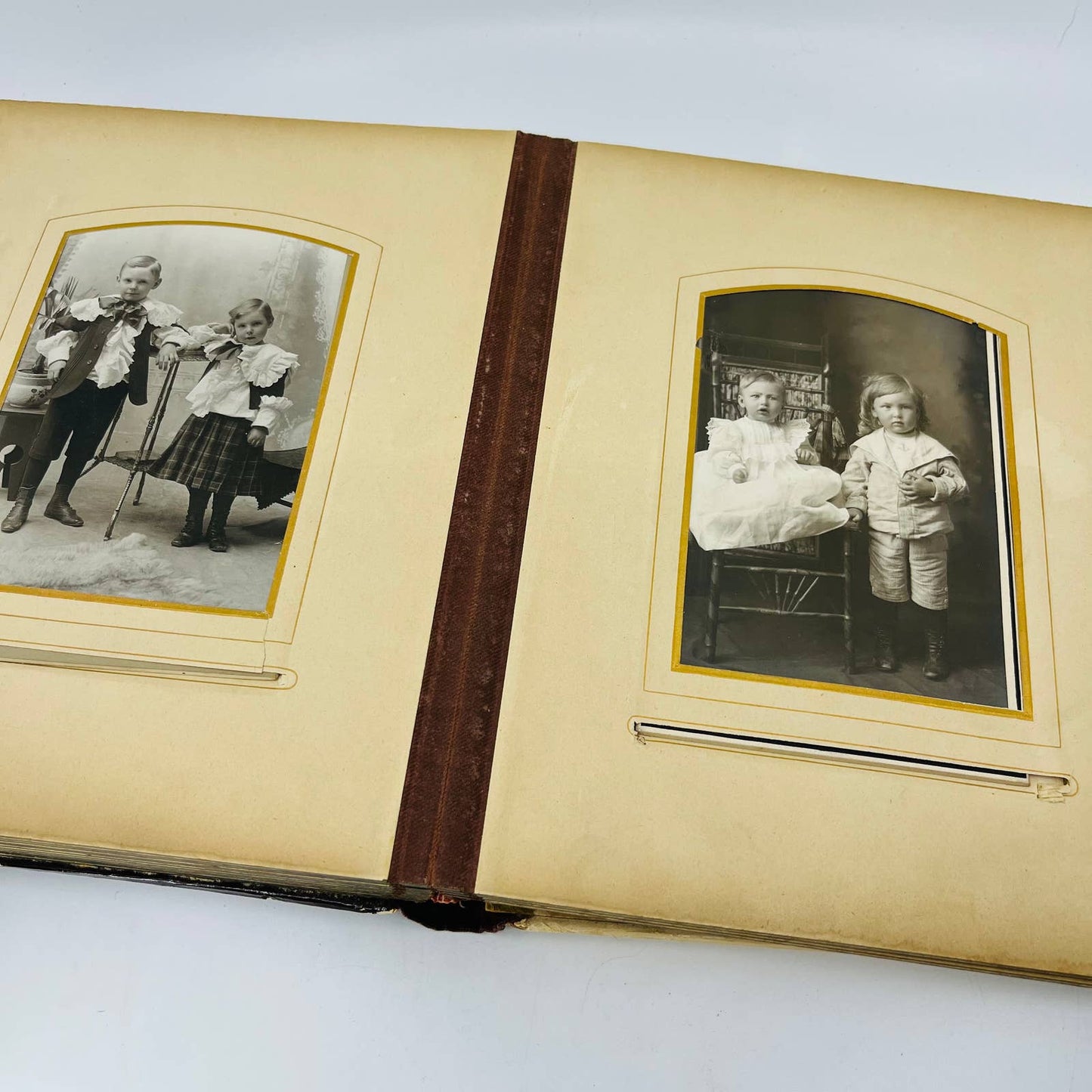 LOADED 1880s Victorian Photo Album Filled With Labeled Photos 8 x 10” TD2