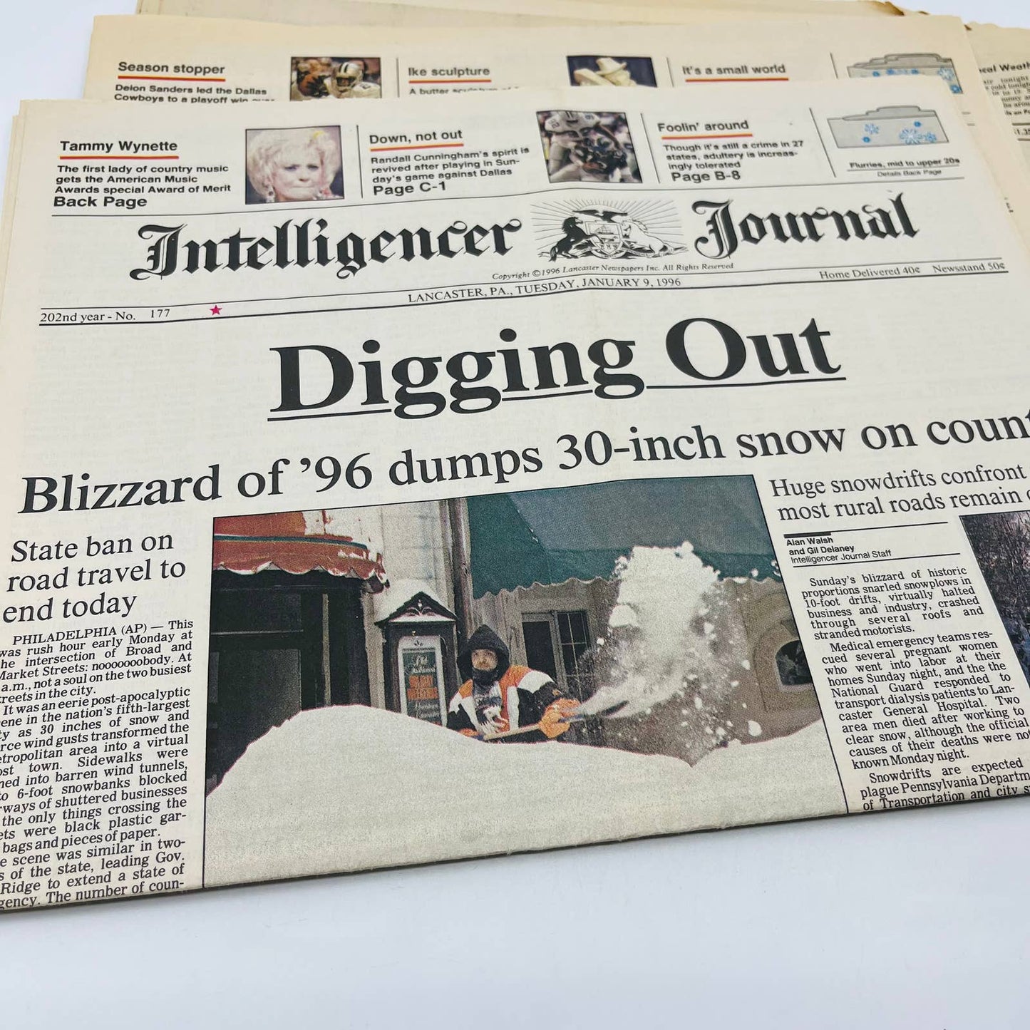 Vintage Lot of Newspapers Detailing Lancaster PA Blizzards 1983-1996 BA2