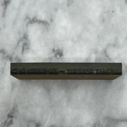 Vintage Letterpress Printers Block Plate C.N. Herold Co. Highland Park IL TJ55