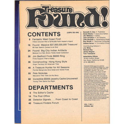 Treasure Found Magazine - Treasure Hunting Gold Metal Detecting Spring 1981 M4