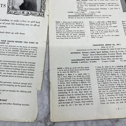 1956 Vintage Fleisher's Hand Knits for Boys and Girls 6 to 14 Pattern Book TJ3