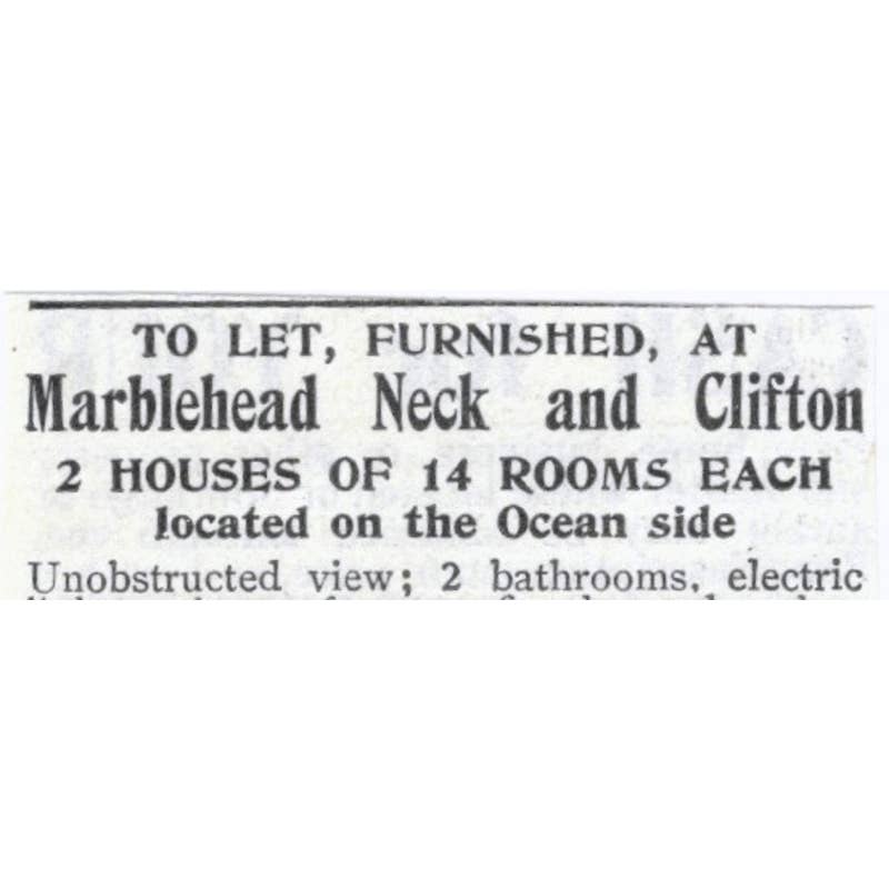 Marblehead Neck & Clifton Houses Gardner R. Hathaway MA 1903 Original Ad TJ7-S9