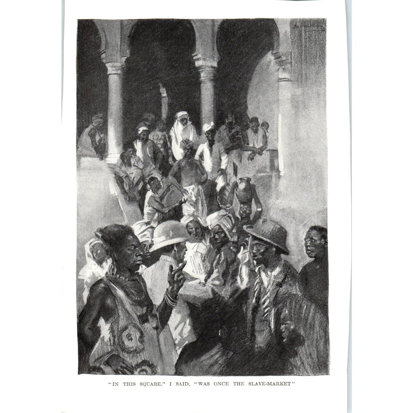 c1920 Harper's Print -In This Square I Said Was Once The Slave Market SF3-1