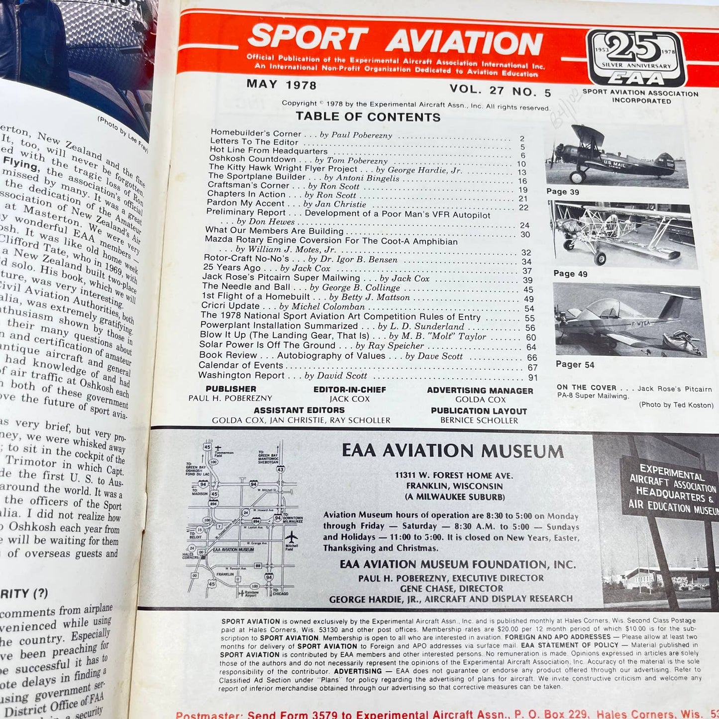 Sport Aviation Magazine May 1978 Flying Airplane Pilot EAA Magazine TC6