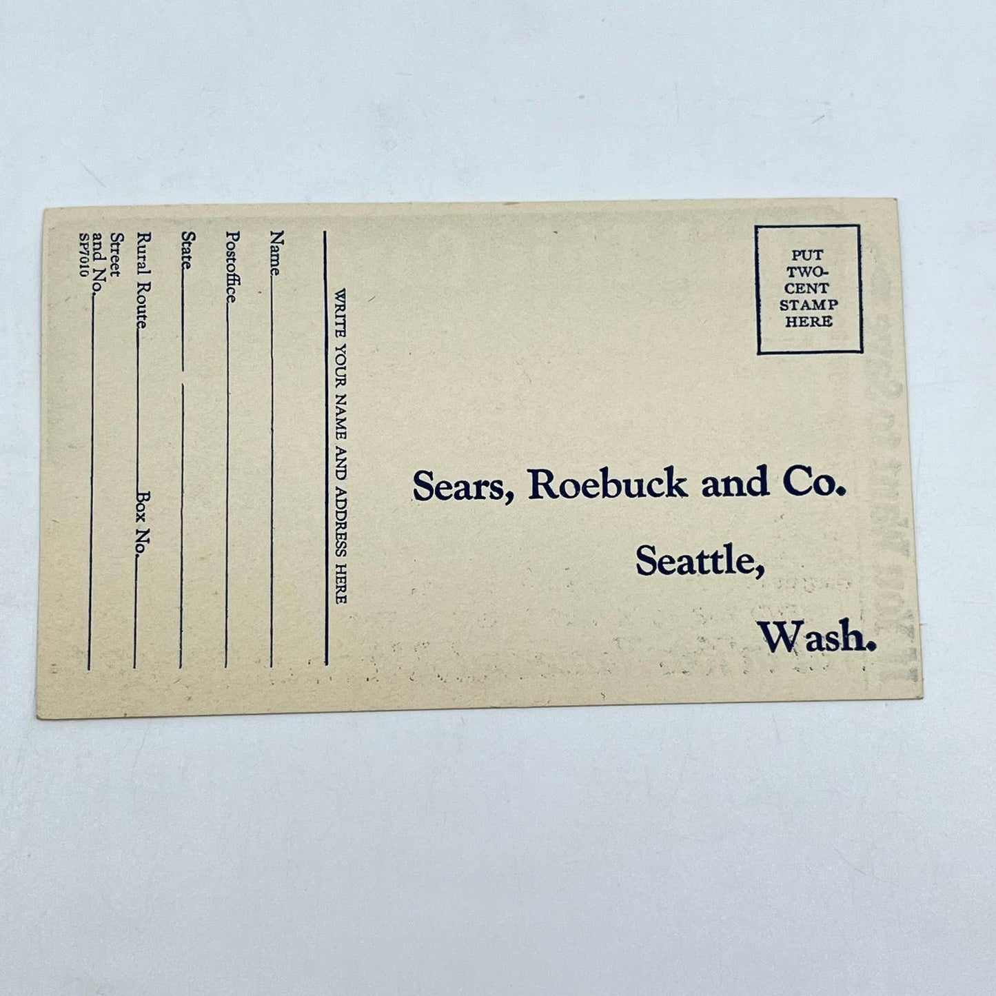 1925 Sears, Roebuck & Co Catalog Request Blank Post Card Seattle WA SC5