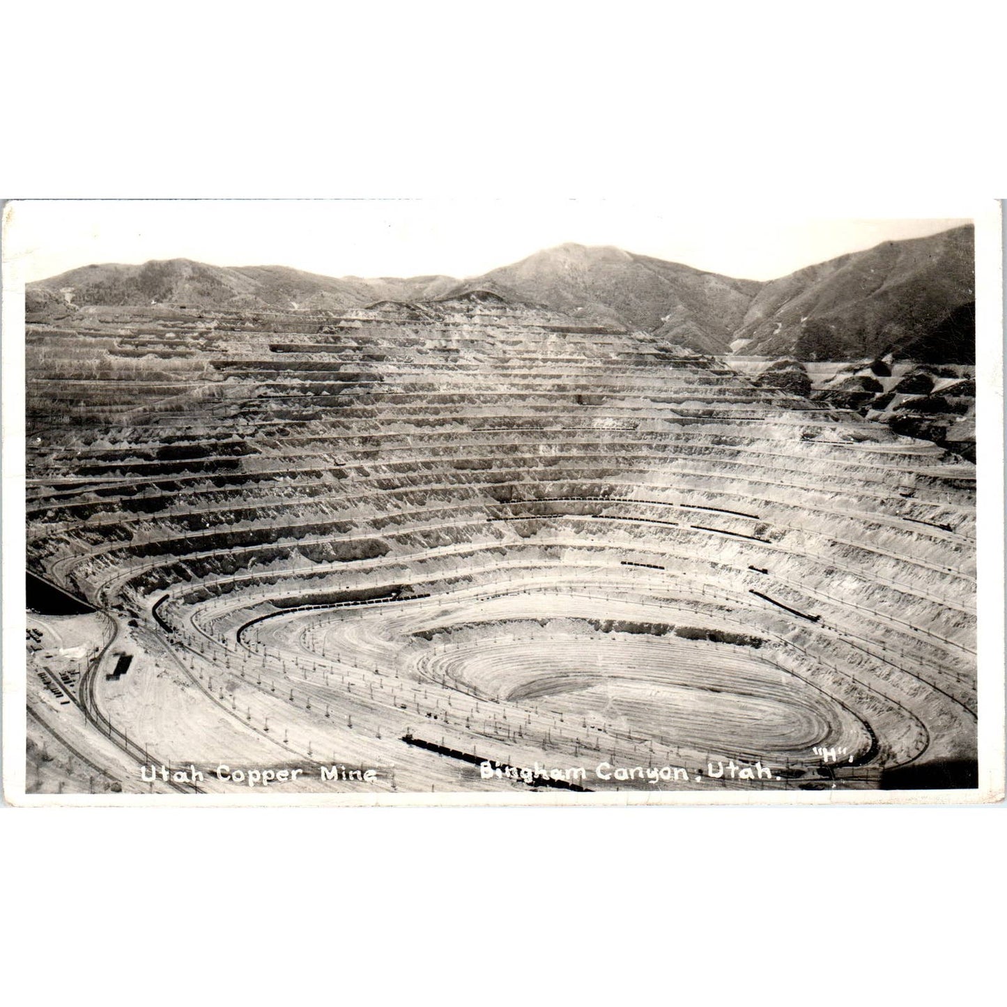 Antique RPPC Postcard Utah Copper Mine Bingham Canyon SE8