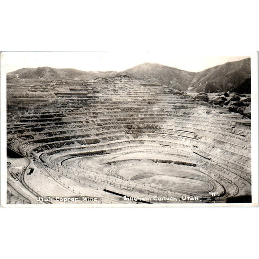 Antique RPPC Postcard Utah Copper Mine Bingham Canyon SE8
