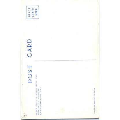 Kayan Girls Playing Harp & Nose Flute Sarawak - Original Postcard TJ9-P1