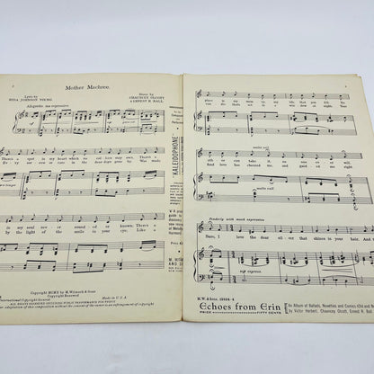 1910 Mother Machree Chauncey Olcott Ernest R. Ball Sheet Music V37-4