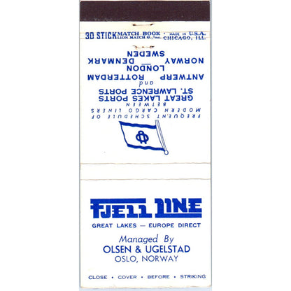 Fjell Line Oslo Norway Cargo Liners Advertising Matchbook Cover SA1-M10