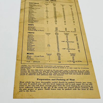 1940s Bernardin Mason Caps Canning Instructions Leaflet Fold Out D2