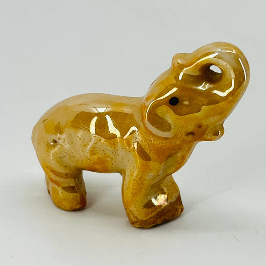 Vintage Ceramic Peach Lusterware Elephant Figurine 2” SA9