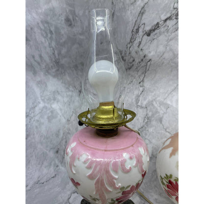 Antique 1880s Gone With The Wind Boudoir Hurricane Lamp Electric - Works