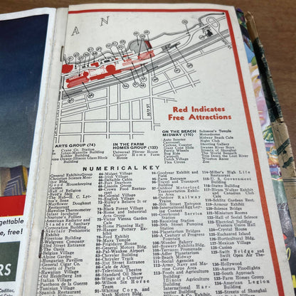 LOADED 1934 World's Fair Guidebook Full of Brochures & Ephemera Chicago, IL A6