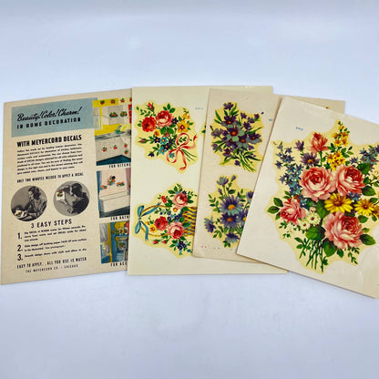 1940s Meyercord Decals Floral Flowers #879-A #879-B 881 AB3