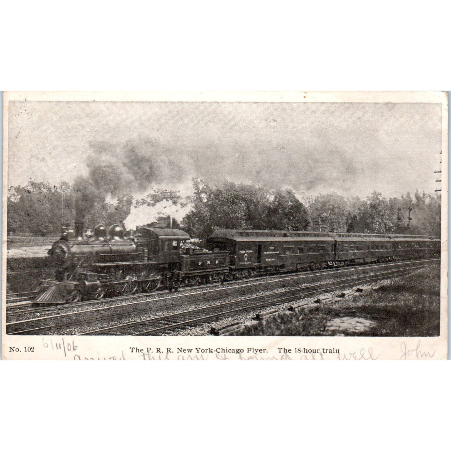 1906 Postcard The P.R.R. New York Chicago Flyer 18 Hour Train Railroad SE8