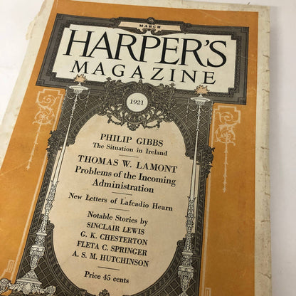 Harper's Monthly Magazine March 1921 Sinclair Lewis Philip Gibbs Many Ads