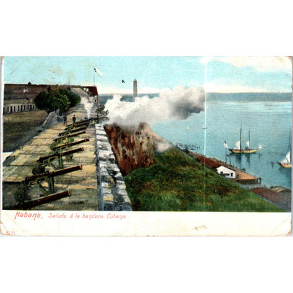 Habana Saludo A La Bandera Cubana Havana Cuba Original Postcard P3-1