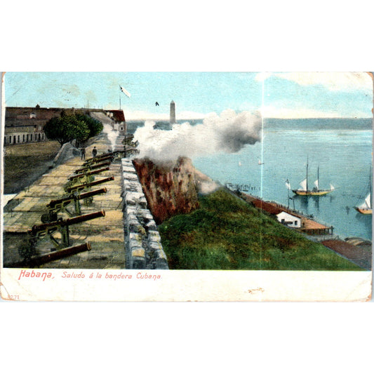 Habana Saludo A La Bandera Cubana Havana Cuba Original Postcard P3-1