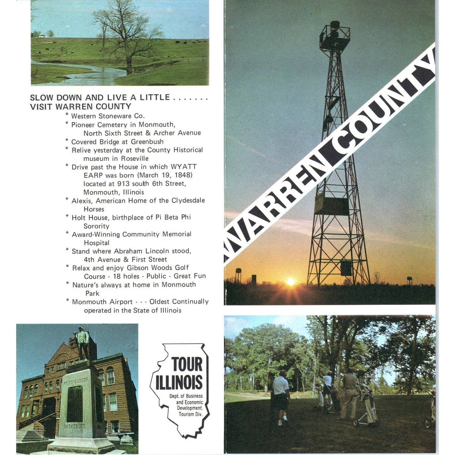 Vintage Warren County Illinois Travel Promo Brochure AD7