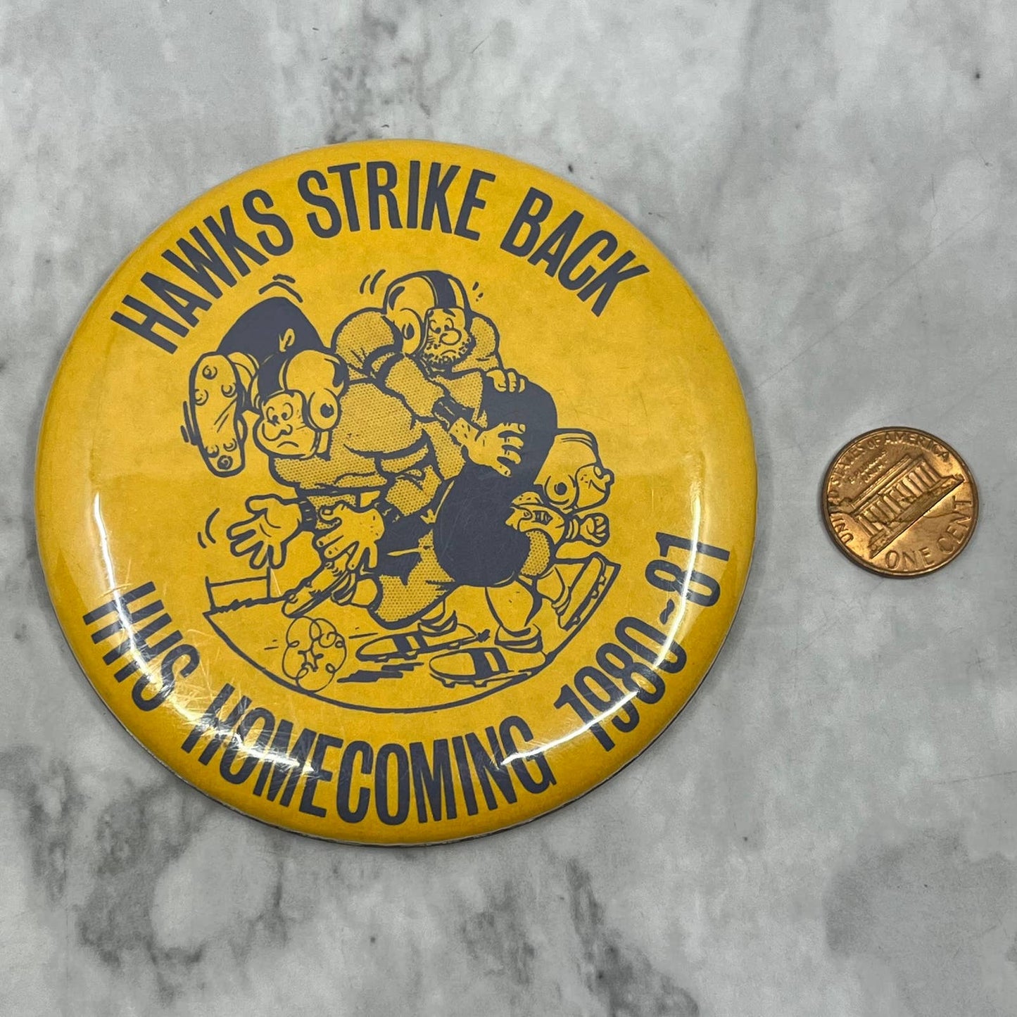 1980-81 Hermantown Hawks Homecoming Football Pinback Button 3.5” SF1