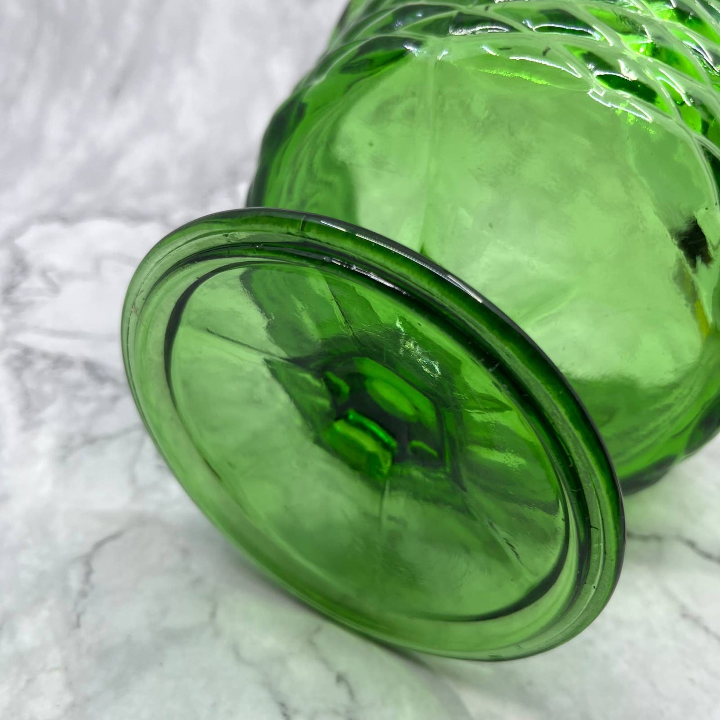 1960s Large Indiana Glass Green Pedestal Compote Dish Colony 5.5x6.5" TA2