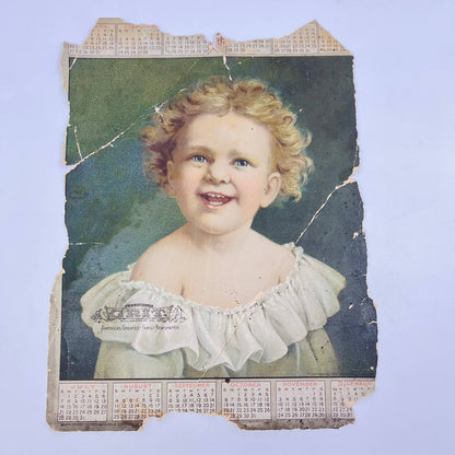 1900 Victorian Lithograph Young Girl Grit Family Newspaper Williamsport PA FL3