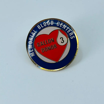 Memorial Blood Centers 3 Gallon Blood Donor Enamel Pin Pinback Lapel Hat SB3