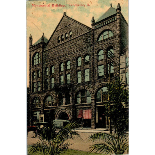 Antique Postcard Monumental Building Zanesville OH TD8-O2