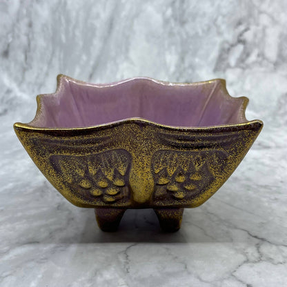 Vintage California USA Pottery Planter Vase 227 Purple and Gold 3x5" TE3