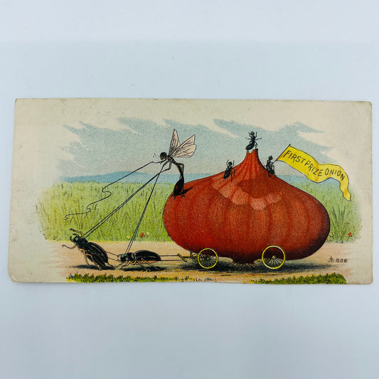 1880s Trade Card Wethersfield Onion Anthropomorphic Bugs Lexington OH AH9-M8